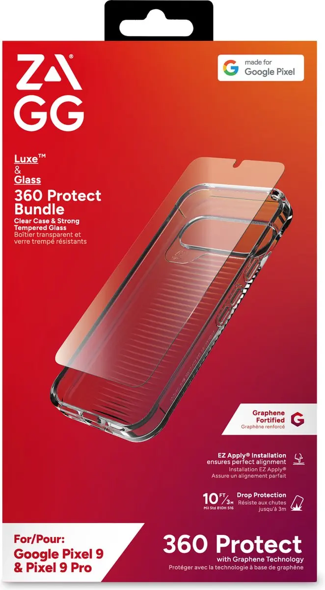 ZAGG Luxe Bundel Pixel 9/9 Pro - Hoesje + Tempered Glass - Transparant