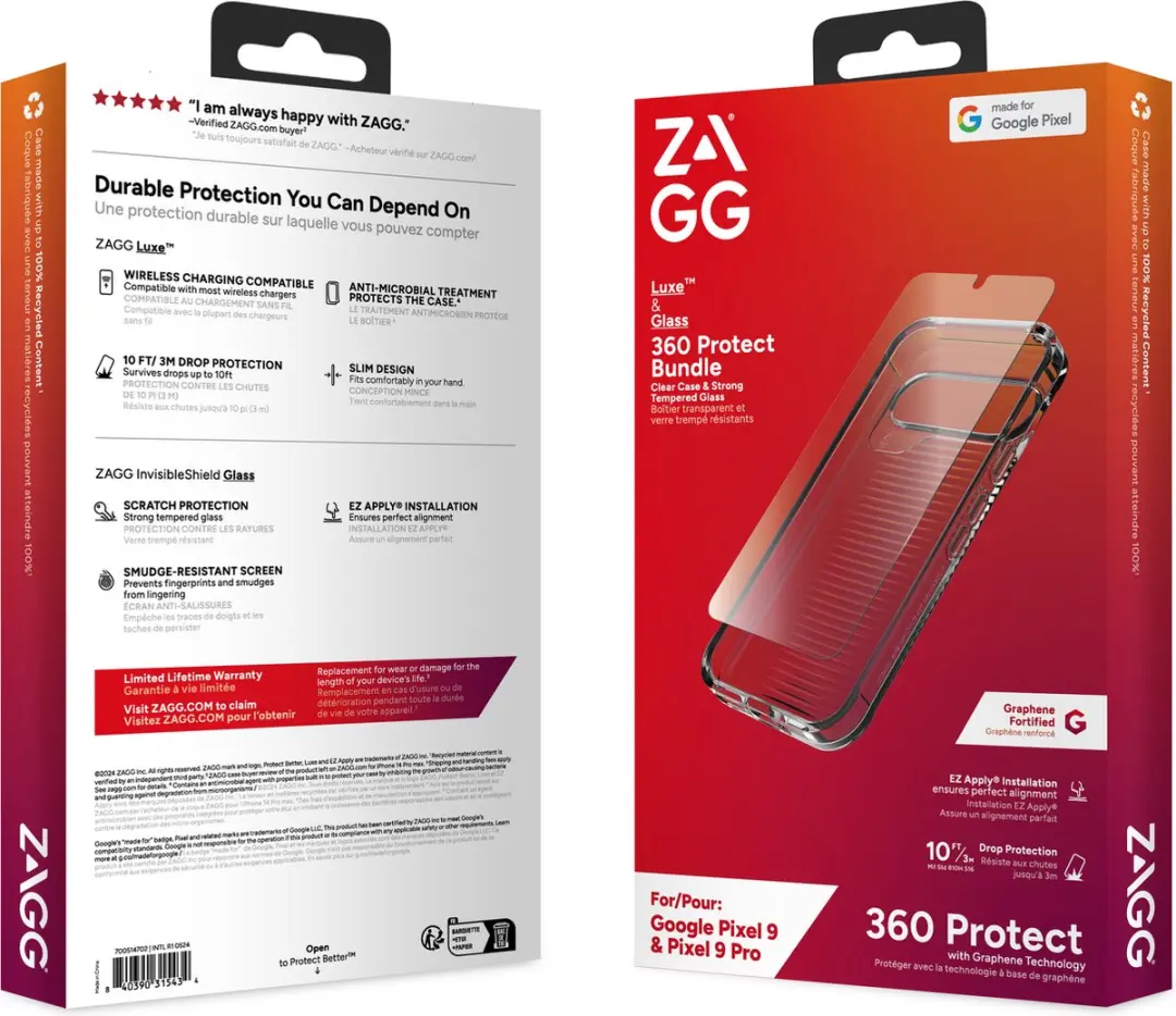 ZAGG Luxe Bundel Pixel 9/9 Pro - Hoesje + Tempered Glass - Transparant - afbeelding 6 van 6