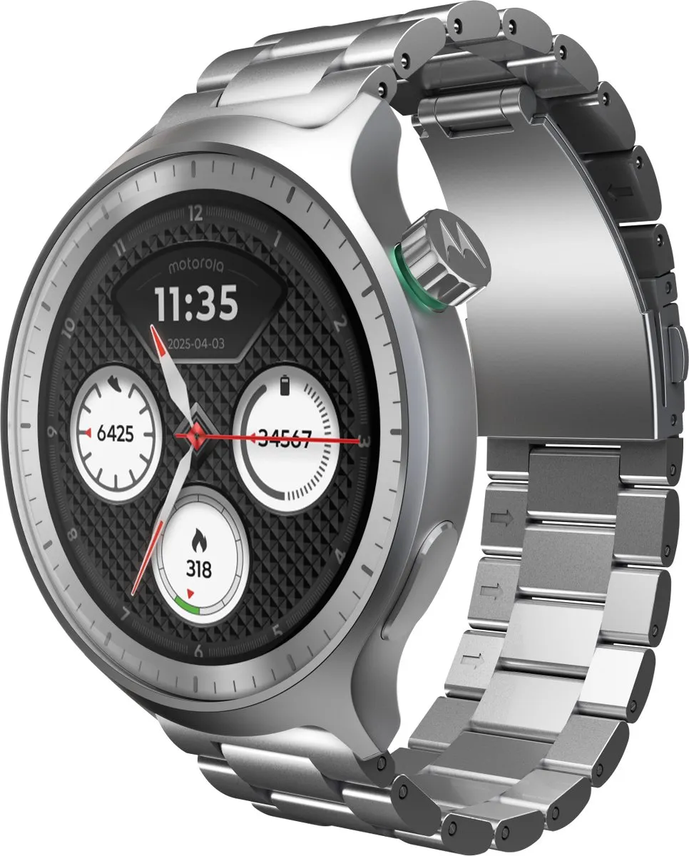 Motorola moto Watch 47mm - Zilver - Groene Band