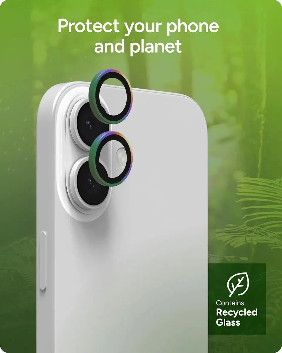 ZAGG Glass Elite Camera Rings iPhone 16/16 Plus/17 - Tempered Glass - Chrome