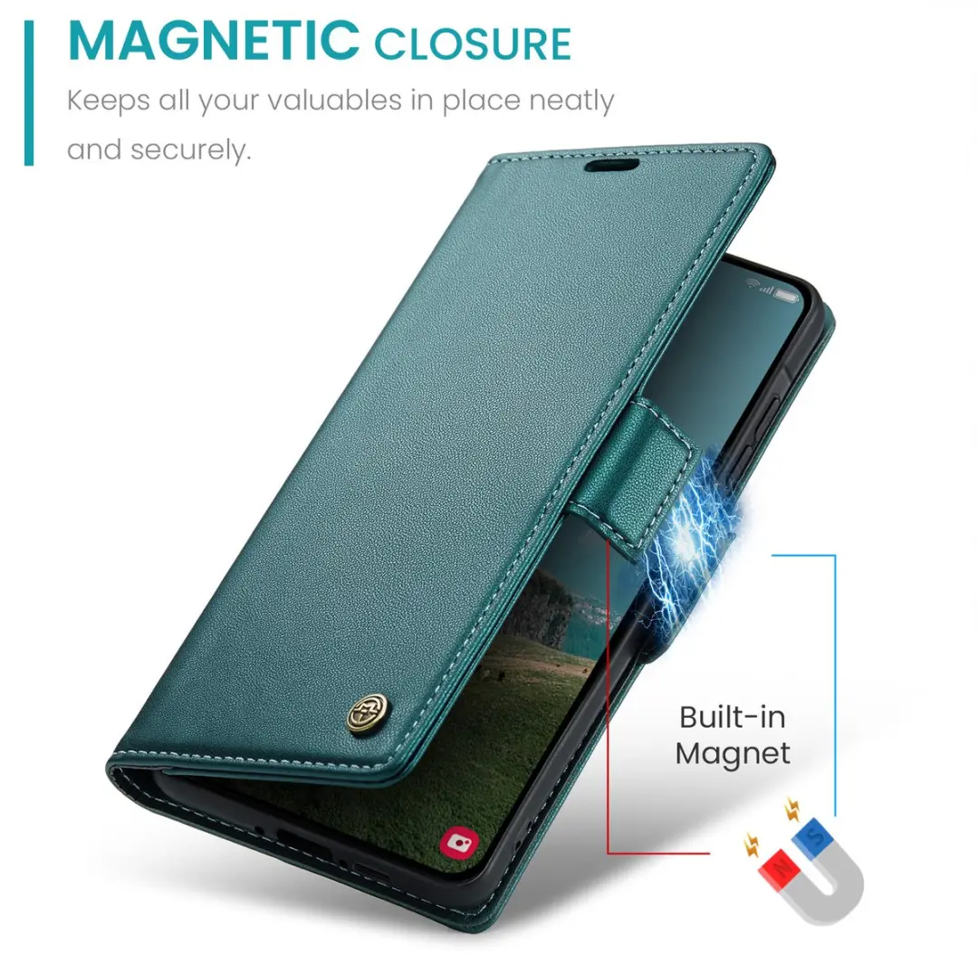 Caseme Wallet Case Groen voor Samsung Galaxy A37 - RFID & Magneetsluiting