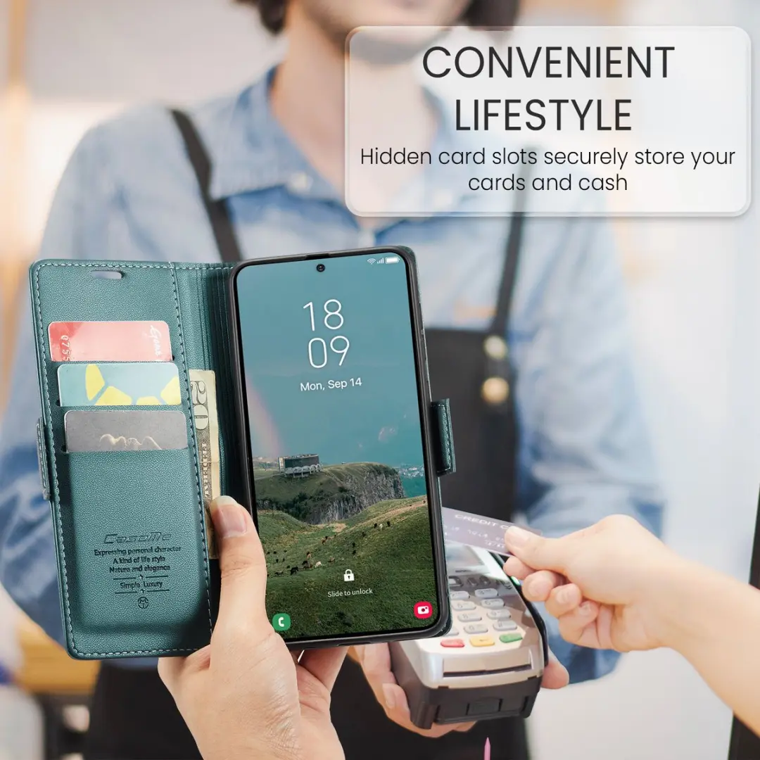 Caseme Wallet Case Groen voor Samsung Galaxy A37 - RFID & Magneetsluiting