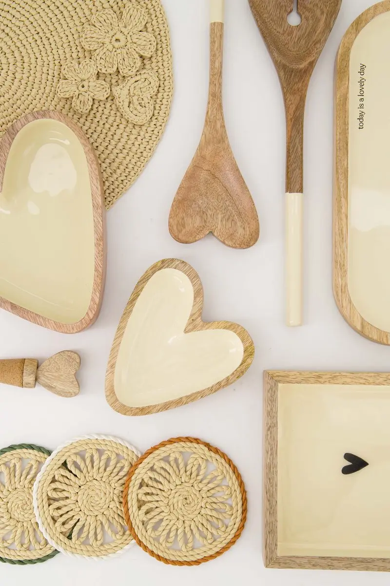 Zusss Slacouvert Hout Hartje Mango - Sand