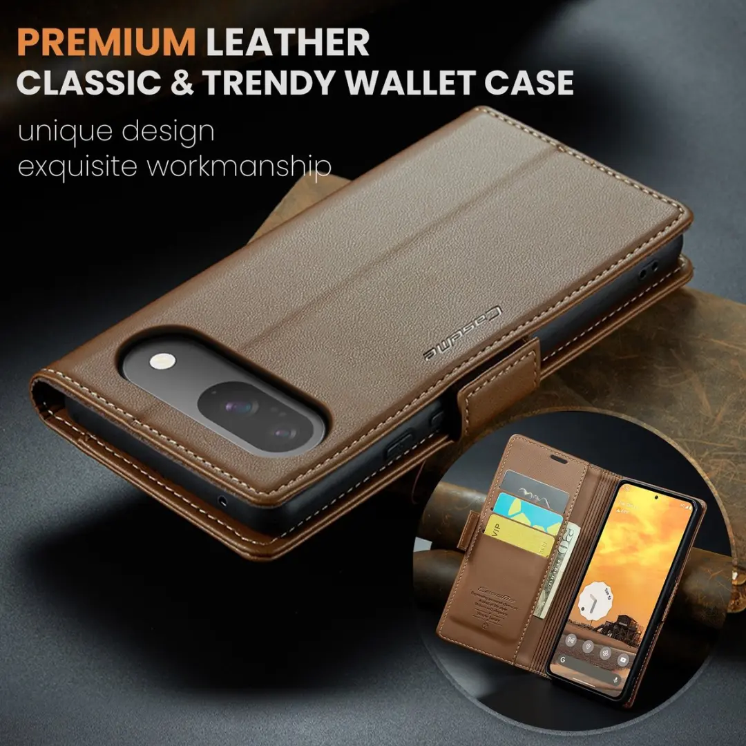 CaseMe 023 Wallet Book Hoesje - Google Pixel 10/10 Pro - 3 Pasjes - Bruin