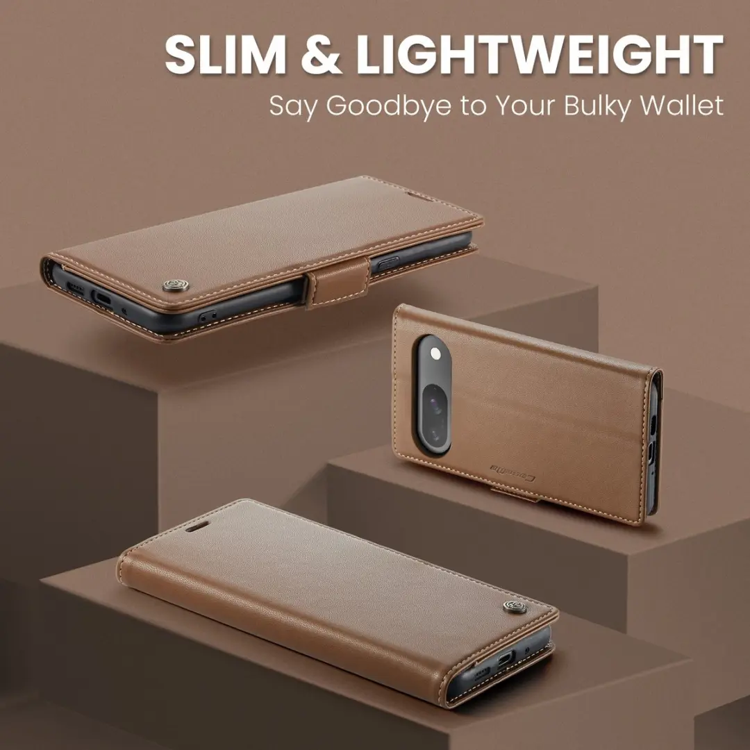 CaseMe 023 Wallet Book Hoesje - Google Pixel 10/10 Pro - 3 Pasjes - Bruin