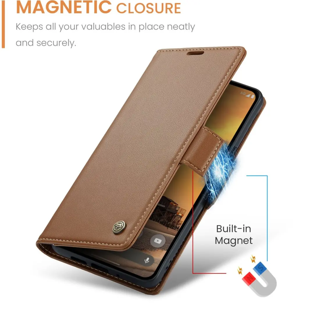 CaseMe 023 Wallet Book Hoesje - Google Pixel 10/10 Pro - 3 Pasjes - Bruin - afbeelding 6 van 6