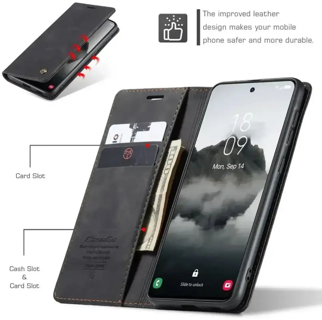 CaseMe 013 Hoesje Samsung Galaxy S25 Plus - Book Case - 2 Pasjes - Zwart