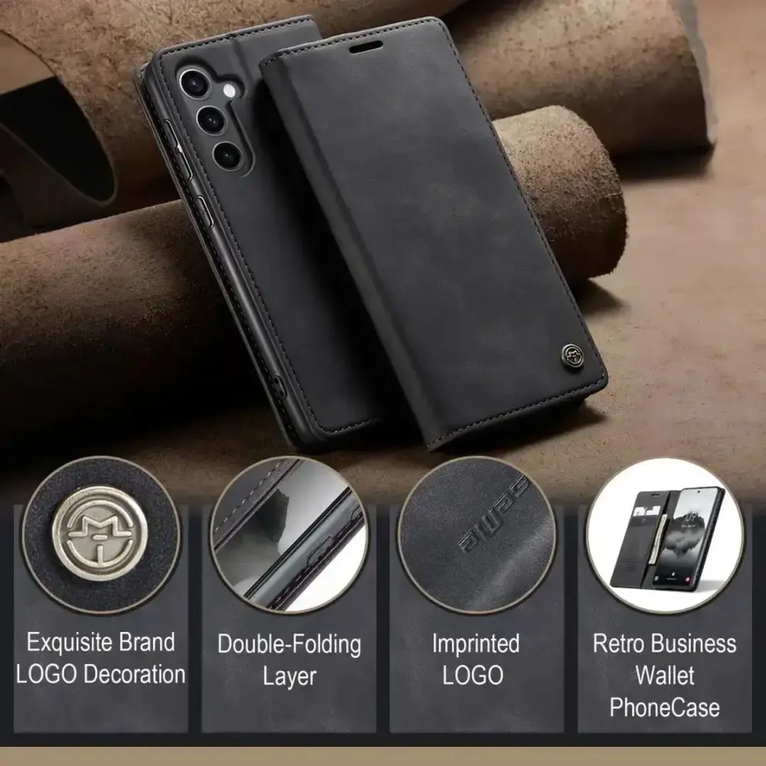 CaseMe 013 Hoesje Samsung Galaxy S25 Plus - Book Case - 2 Pasjes - Zwart