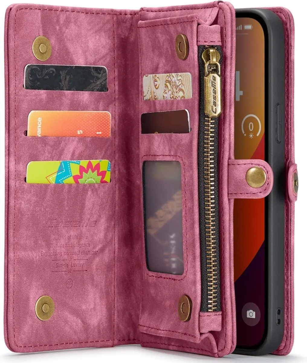Caseme iPhone 16 Pro Max Hoesje - Vintage Portemonnee Rood