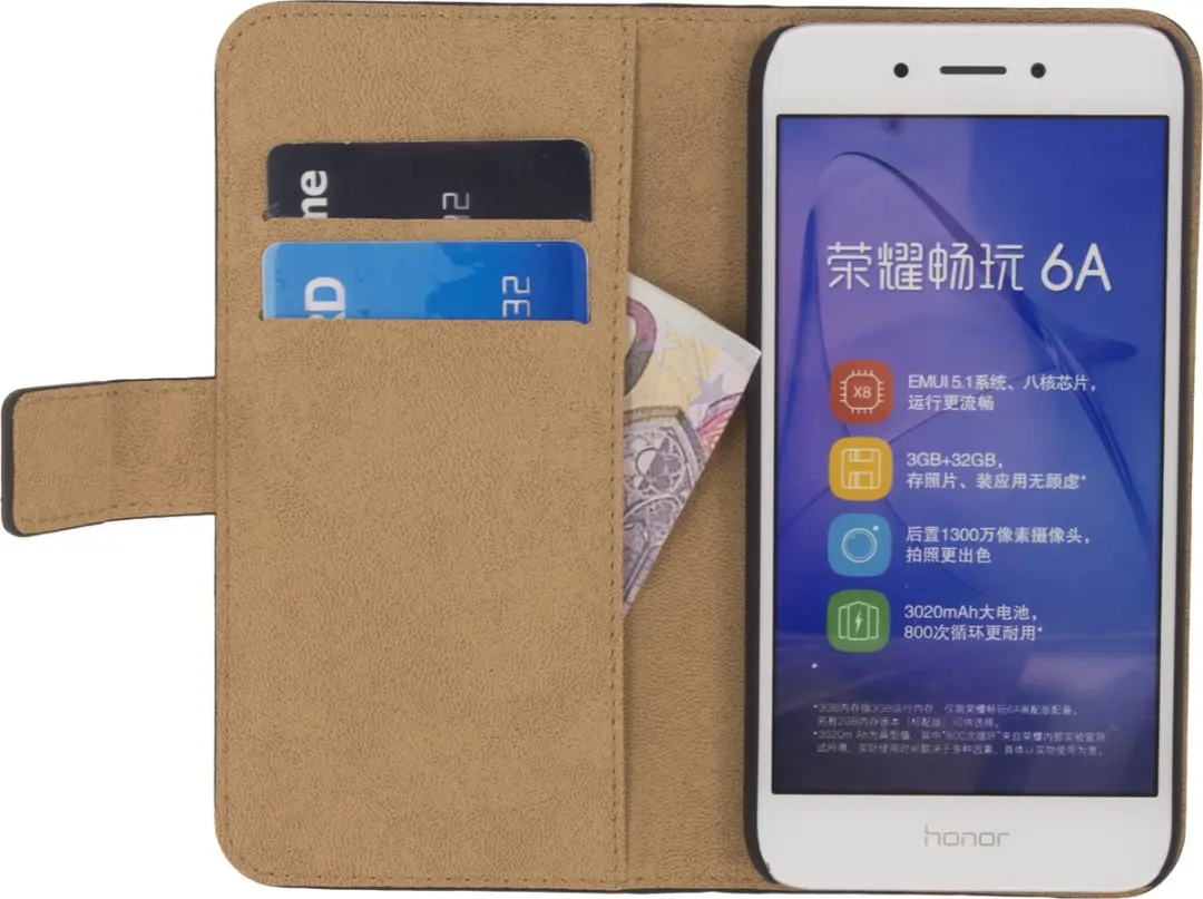 Mobilize Classic Wallet Bookcase Honor 6A - 2 Pasjes Zwart