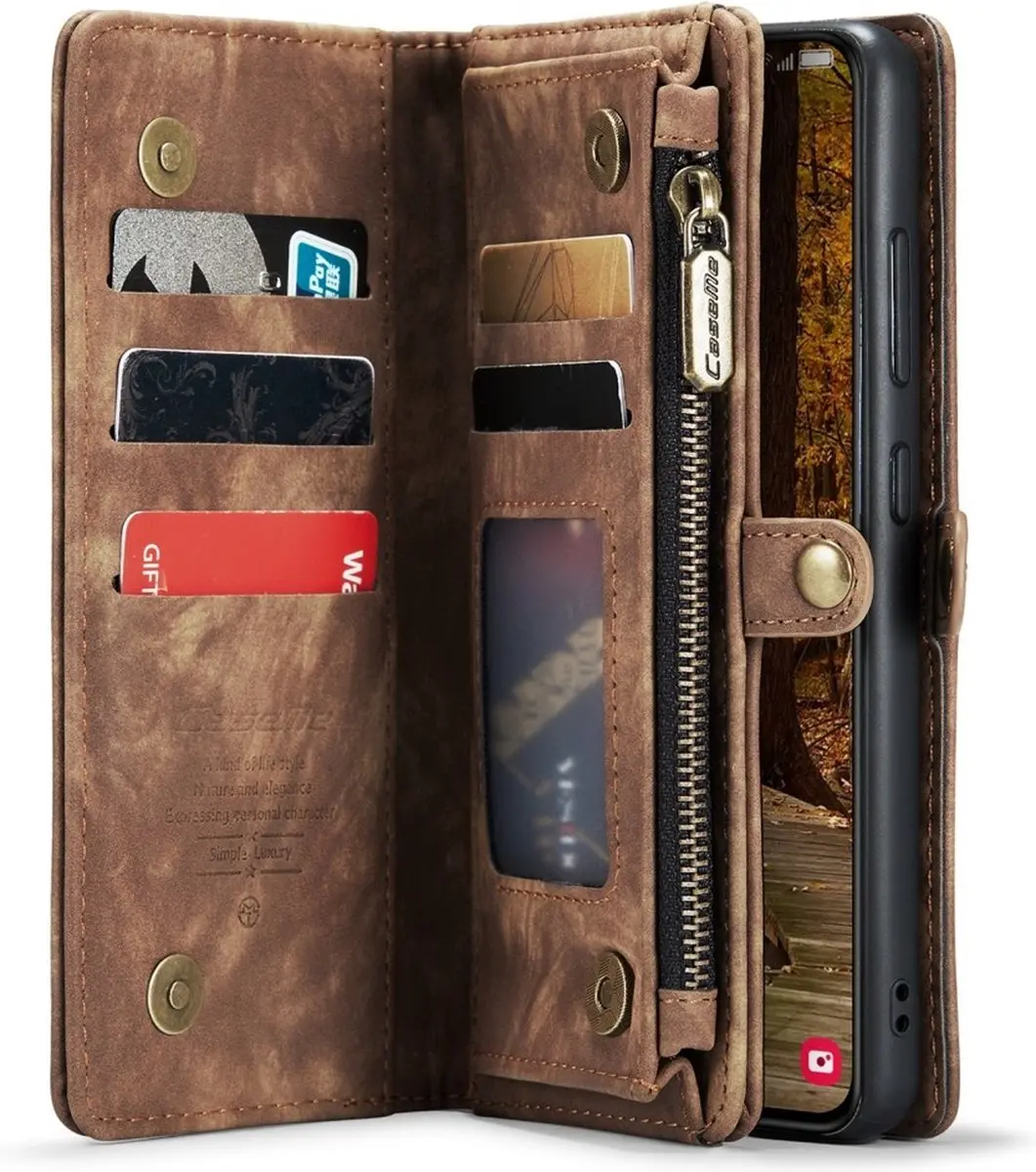 Caseme Vintage 2-in-1 Portemonneehoes Samsung Galaxy S23 - 14 Pasjes - Bruin