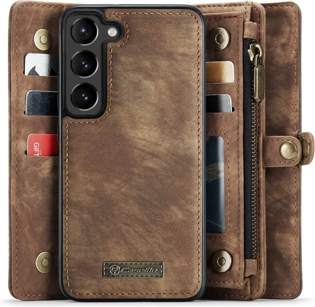 Caseme Vintage 2-in-1 Portemonneehoes Samsung Galaxy S23 - 14 Pasjes - Bruin