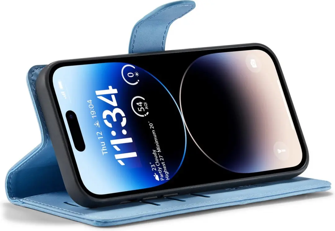 Caseme Bookcase Hoesje iPhone 15 Plus - Lichtblauw - 2-in-1 Magnetisch