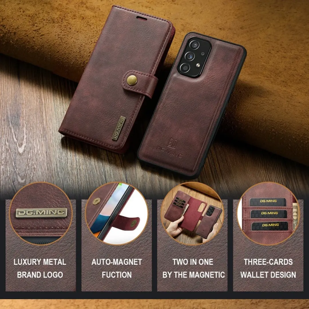 DG.MING Hoesje Samsung Galaxy A53 Book Case - Bordeaux - afbeelding 6 van 6