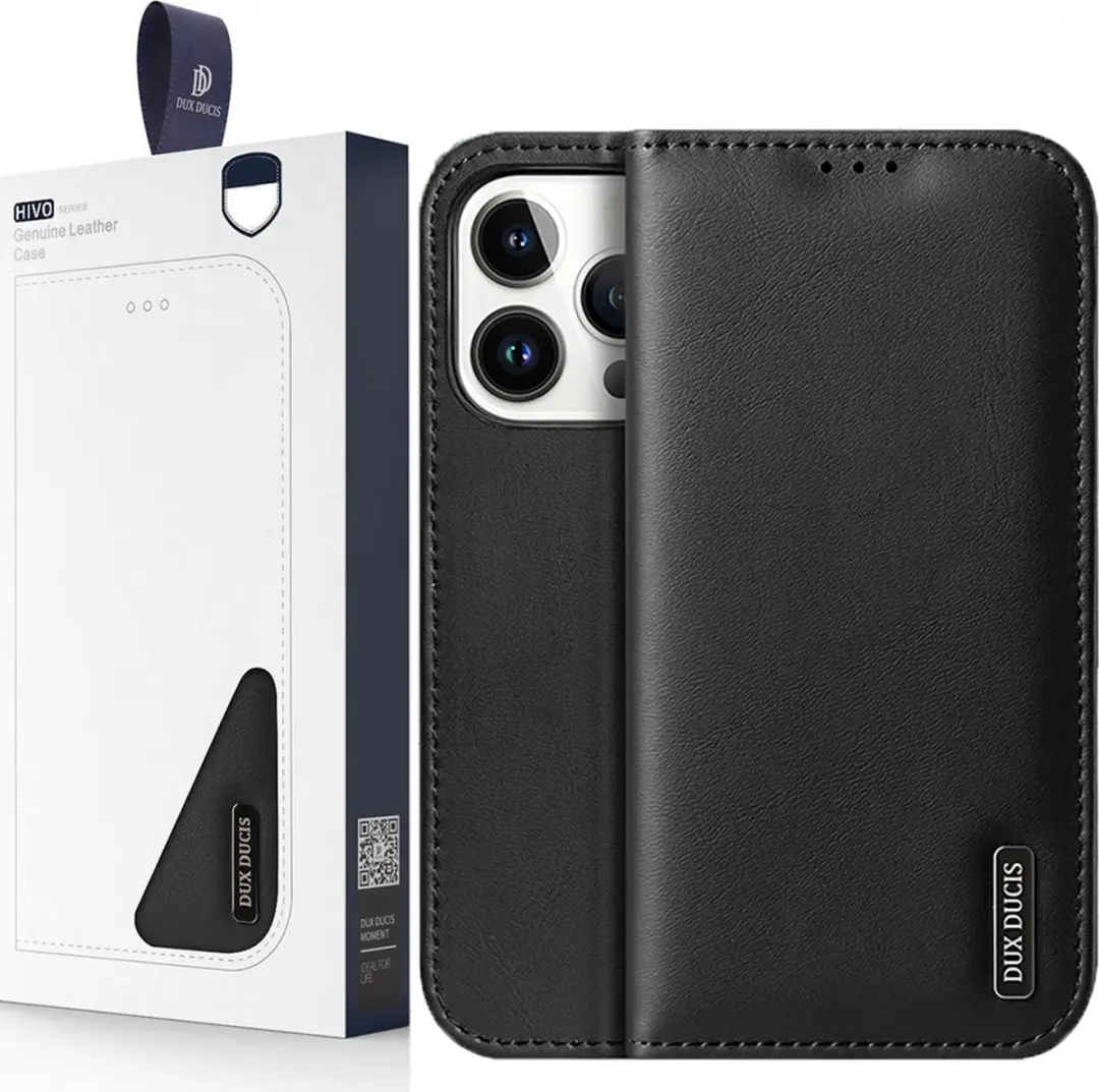 Dux Ducis Hivo Series iPhone 14 Pro Max Hoesje - 3 Pasjes - Zwart