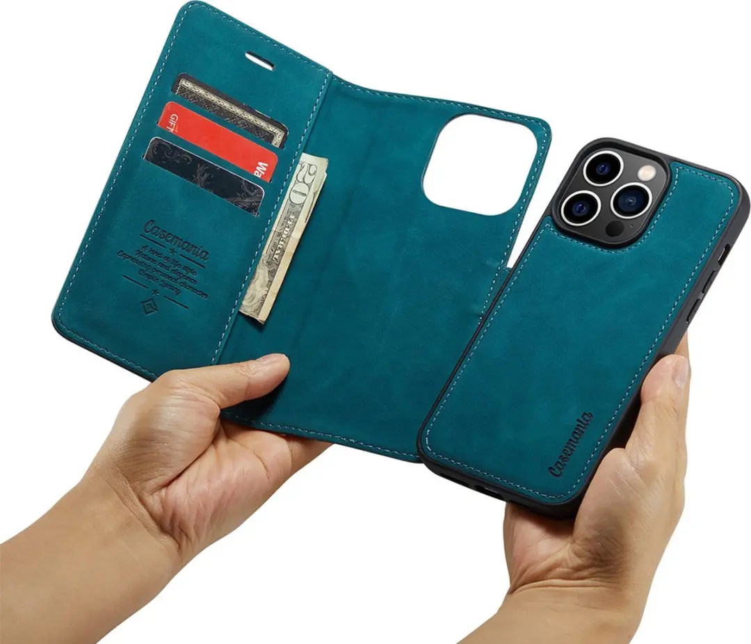 Caseme iPhone 14 Pro Max Bookcase Hoesje - Groen - 4 Pasjes