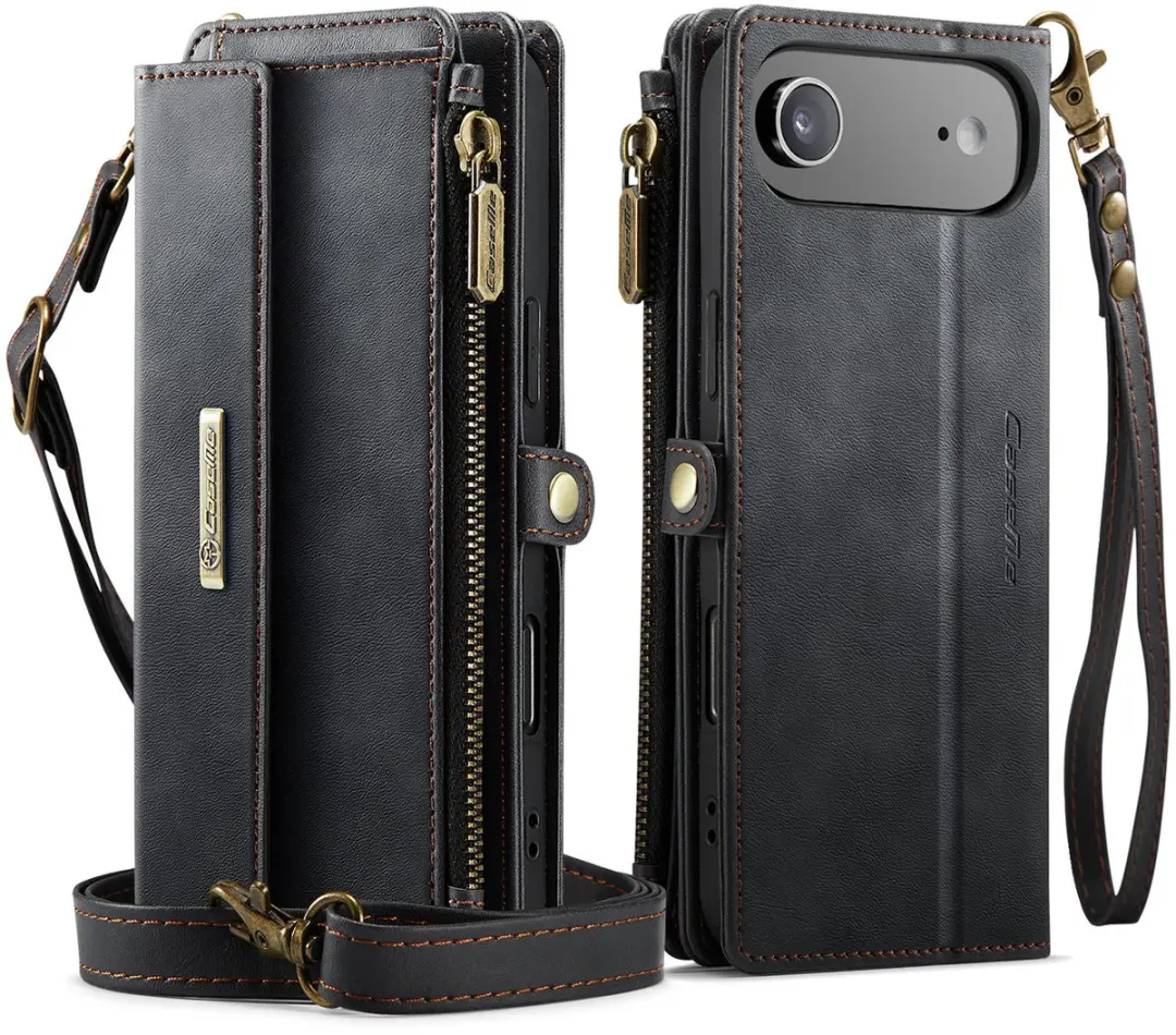 Caseme iPhone 17 Air Hoesje Portemonnee - 9 Pasjes - Zwart
