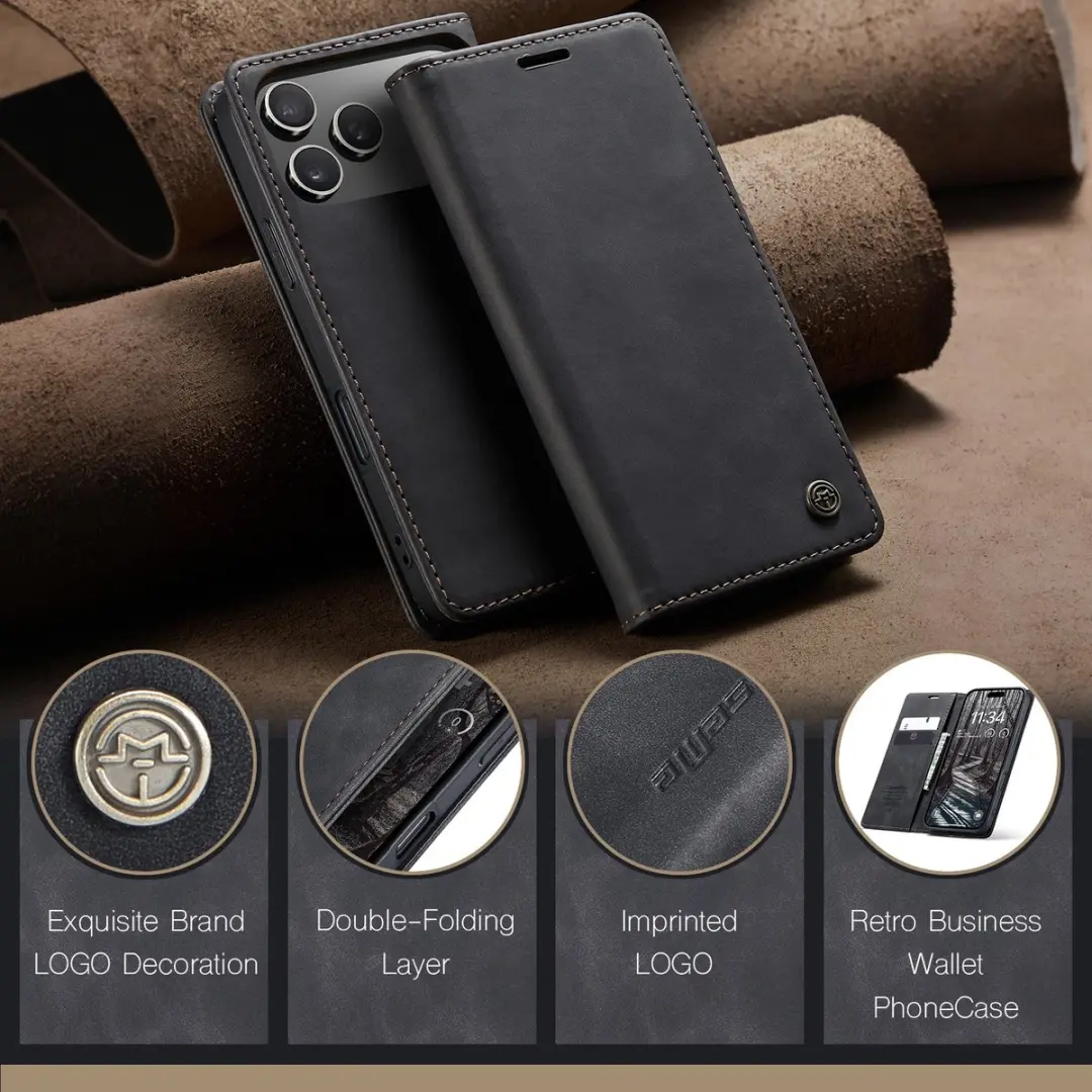 Caseme 013 Book Case Hoesje - iPhone Air - 2 Pasjes - Zwart
