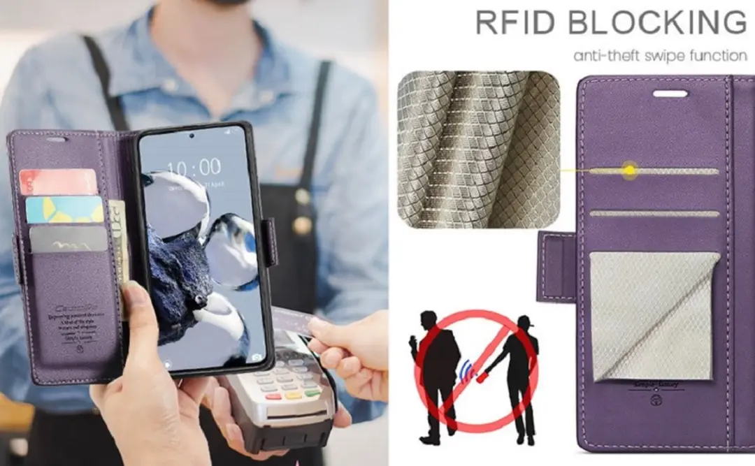 Caseme Wallet Case Xiaomi 12T/12T Pro - RFID & Magneetsluiting - Paars - afbeelding 6 van 6