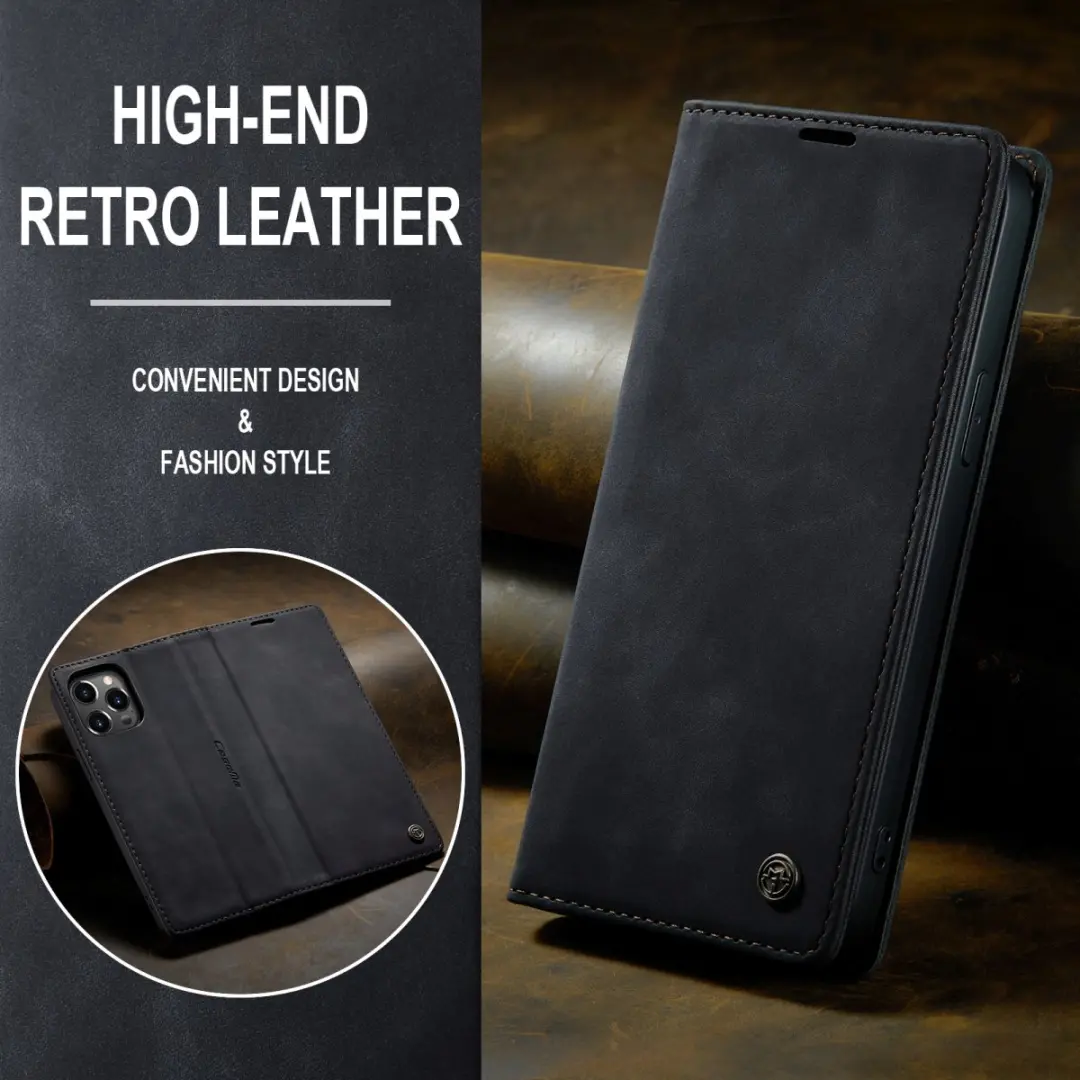Caseme Retro Wallet Case CSM-39247 - iPhone 15 Pro - 2 Pasjes - Zwart