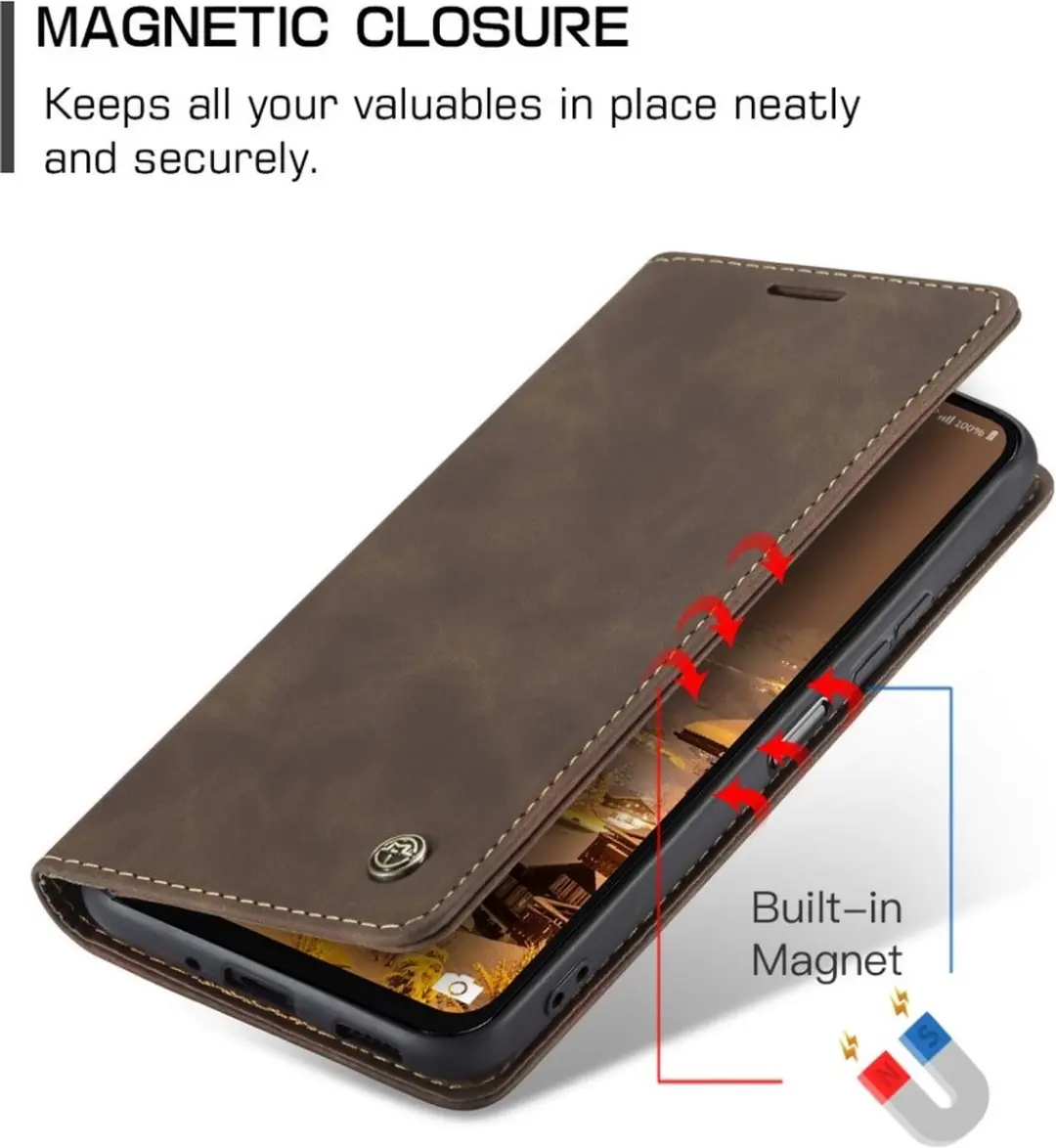 Caseme 013 Book Case Hoesje Samsung Galaxy A26 - Donkerbruin