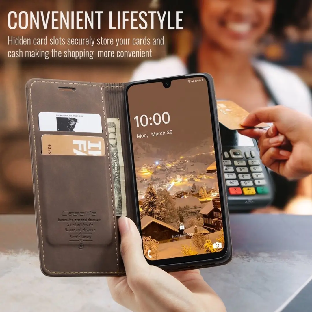 Caseme 013 Book Case Hoesje Samsung Galaxy A26 - Donkerbruin - afbeelding 6 van 6