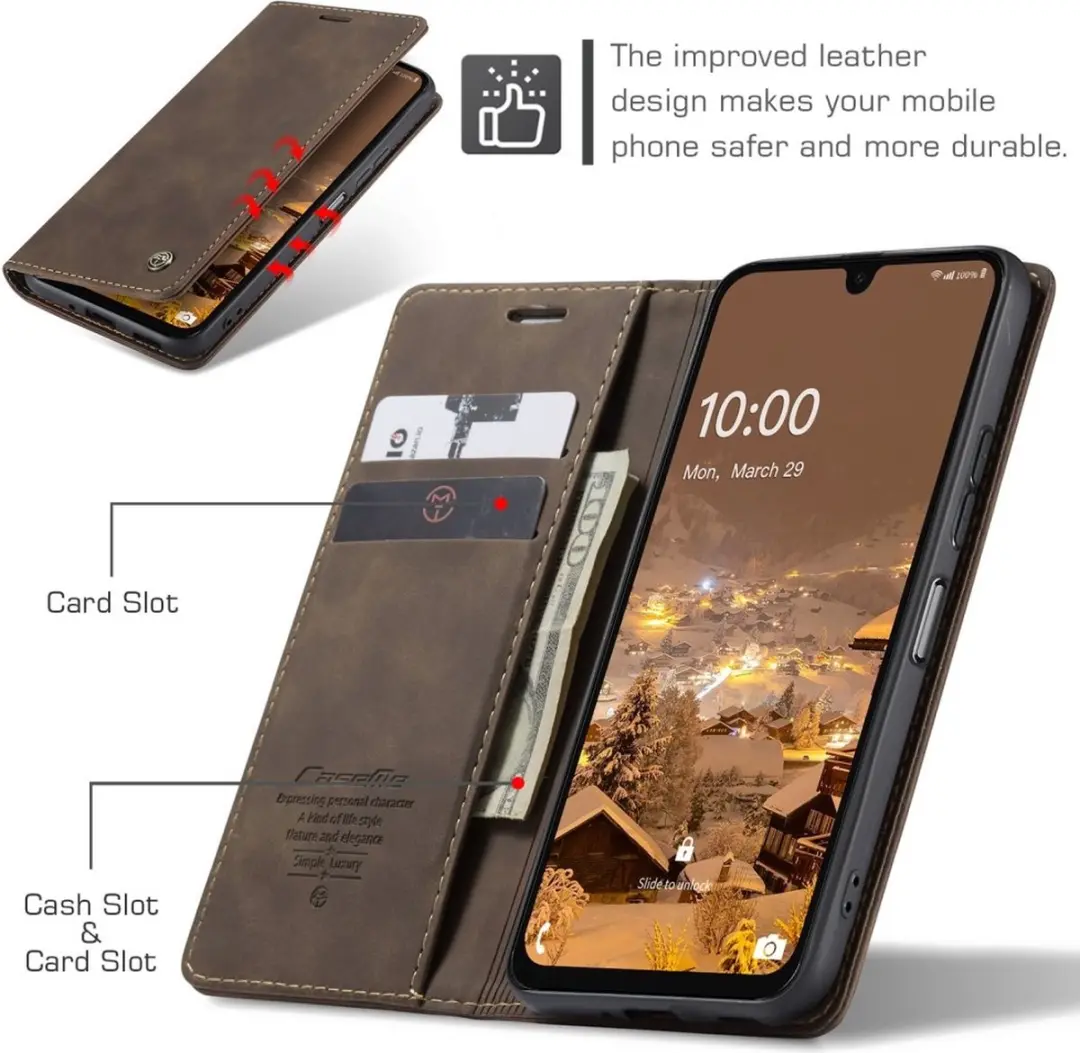 Caseme 013 Book Case Hoesje Samsung Galaxy A26 - Donkerbruin