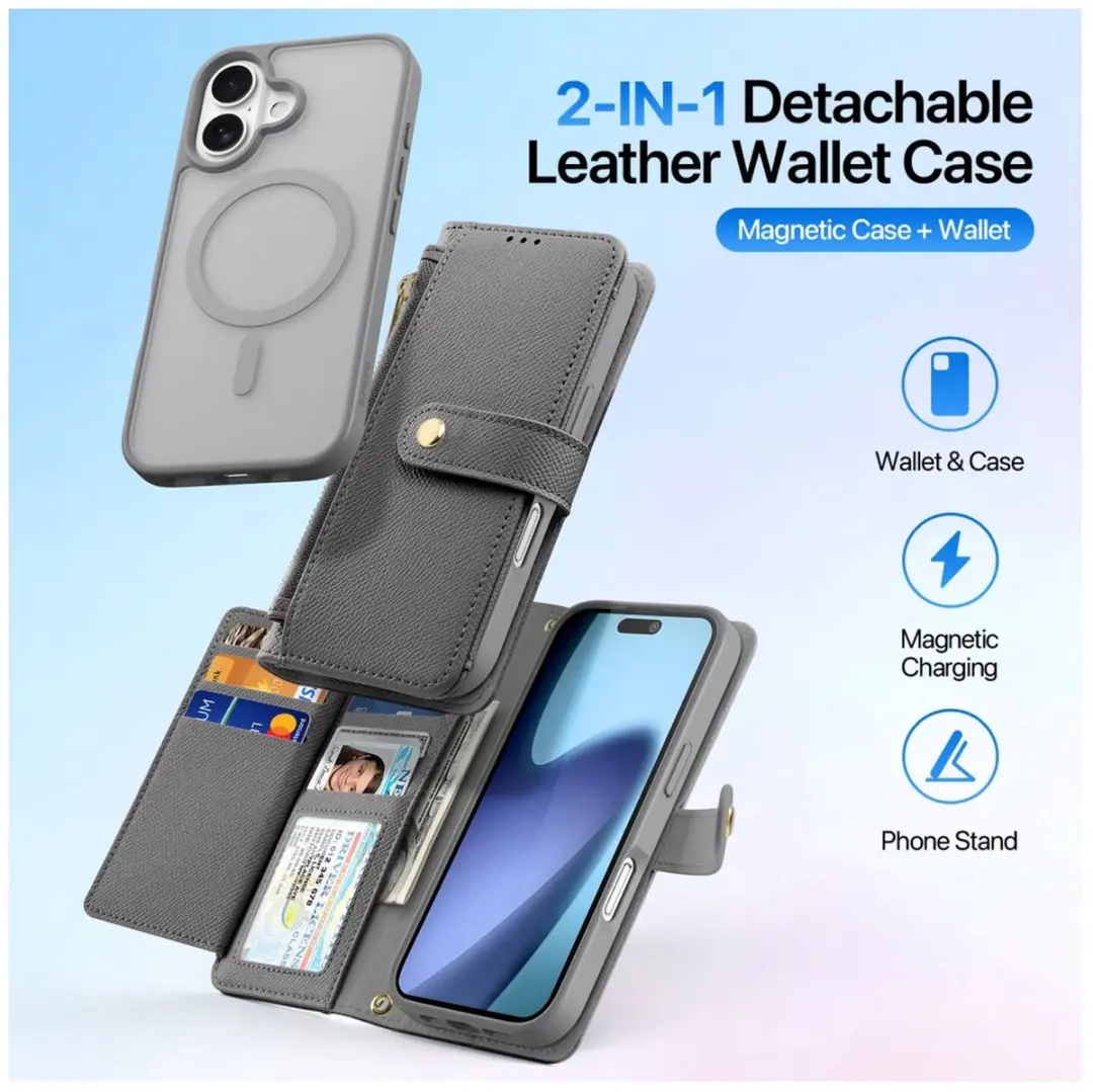 Dux Ducis Lawa Hoesje iPhone 17 - 7 Pasjes - Grijs