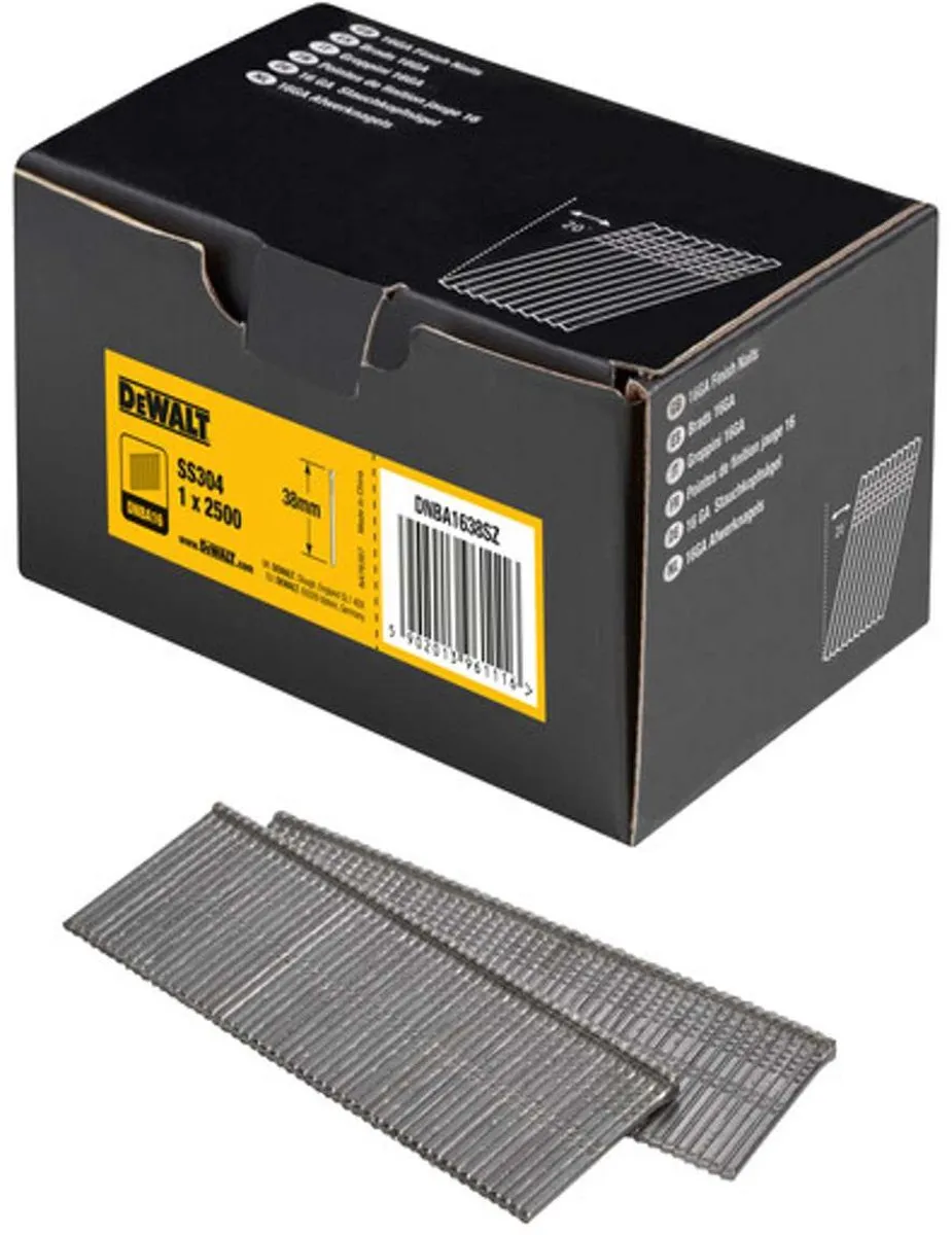 DeWalt DNBA1638SZ Spijkers RVS 1.6x38mm - 2500 Stuks
