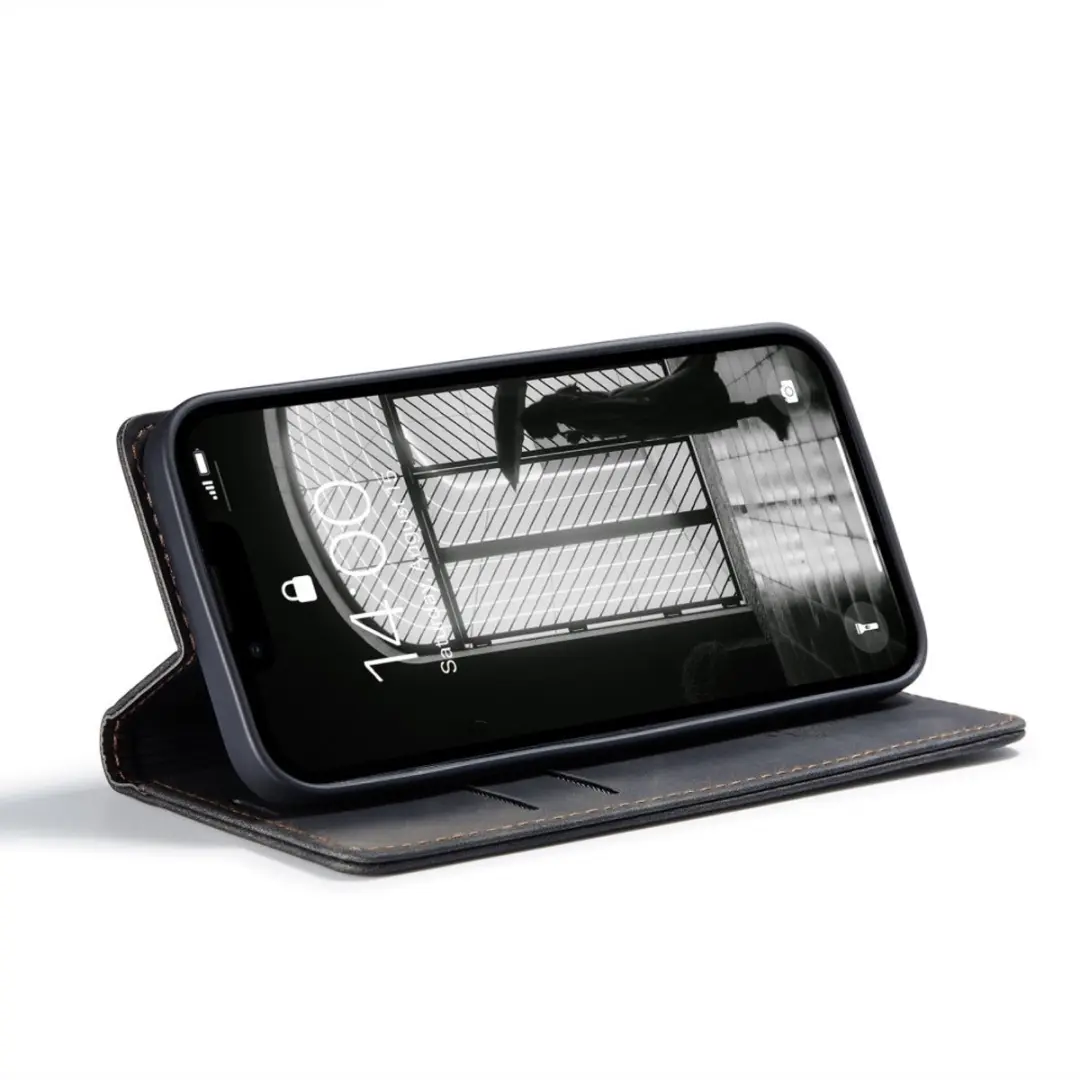 Caseme 013 Book Case iPhone Hoesje - 2 Pasjes - Zwart