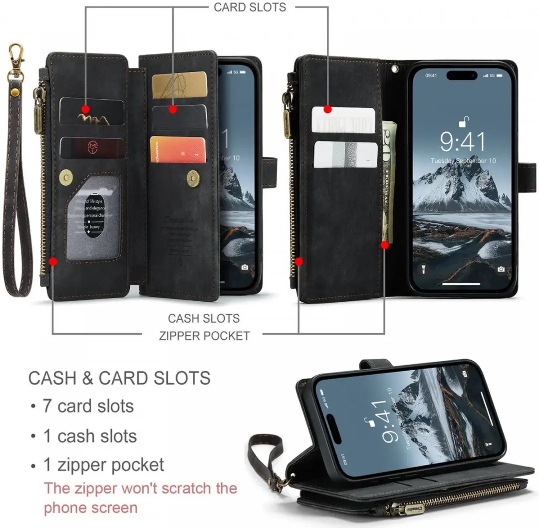 CaseMe C30 Hoesje iPhone 15 Pro - Zwart