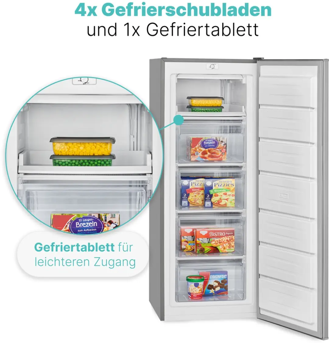 Bomann GS 7364 Vrijstaande Vriezer 168L - Inox Look - afbeelding 6 van 6