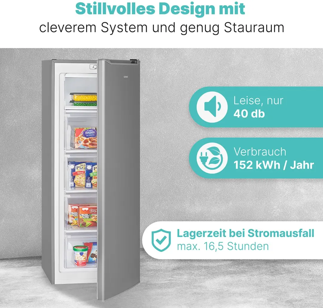 Bomann GS 7364 Vrijstaande Vriezer 168L - Inox Look