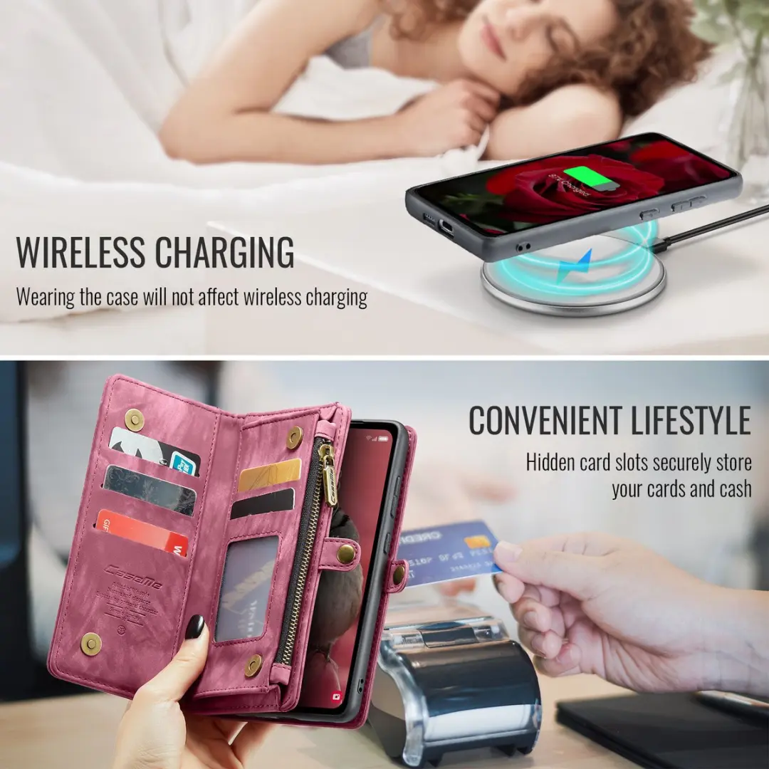 Caseme Samsung Galaxy S25 FE Hoes - Vintage 2-in-1 Portemonnee Rood