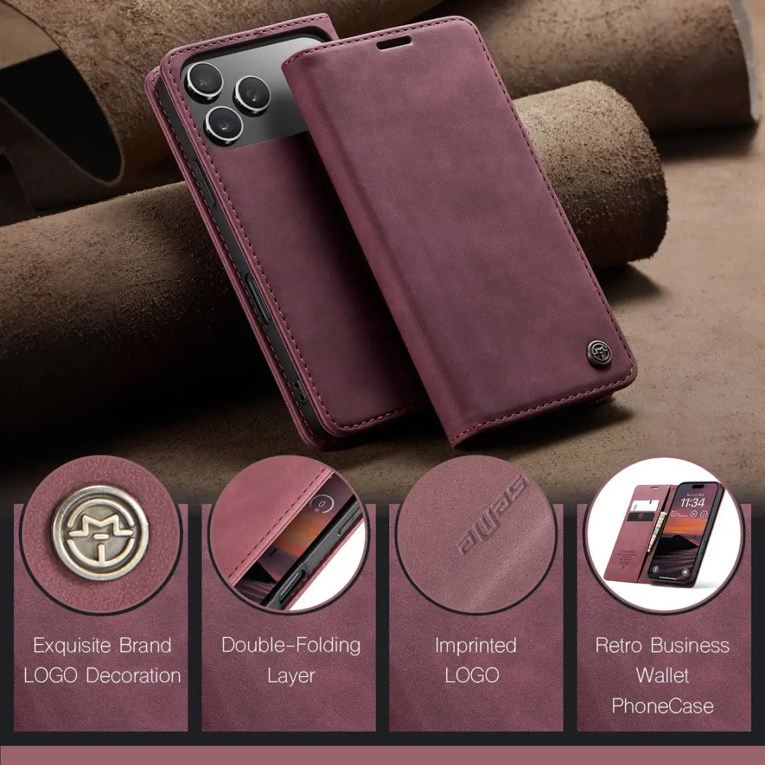Caseme 013 Book Case iPhone 17 Pro - Bordeaux