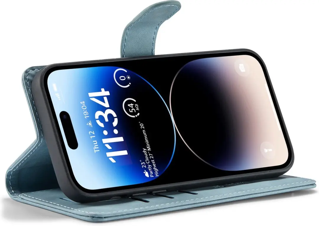 Caseme iPhone 15 Pro Max Bookcase Hoesje - Aquablauw - 4 Pasjes