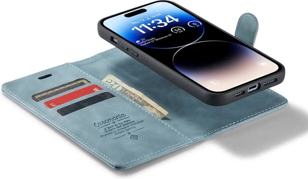 Caseme iPhone 15 Pro Max Bookcase Hoesje - Aquablauw - 4 Pasjes