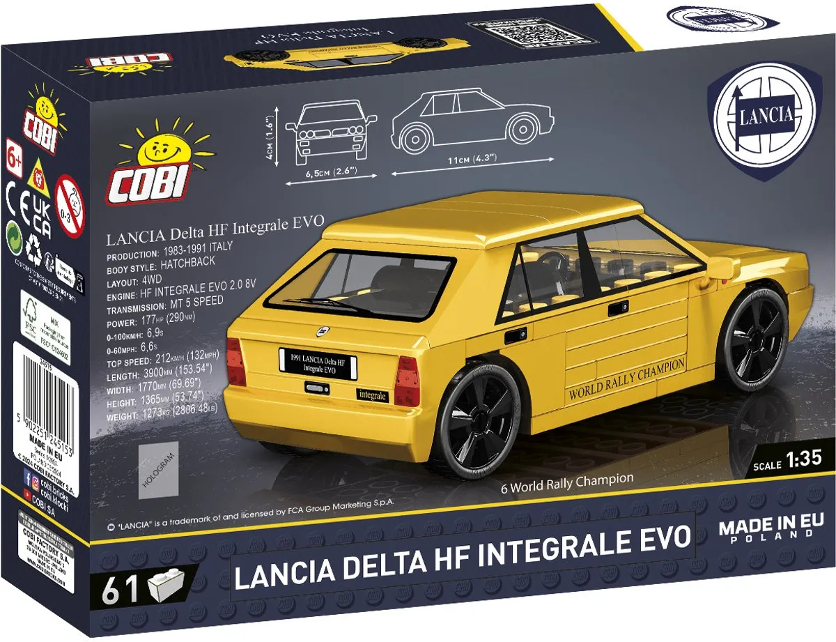 Cobi 24515 Lancia Delta HF Integrale Evo - 100 Stuks - Geel