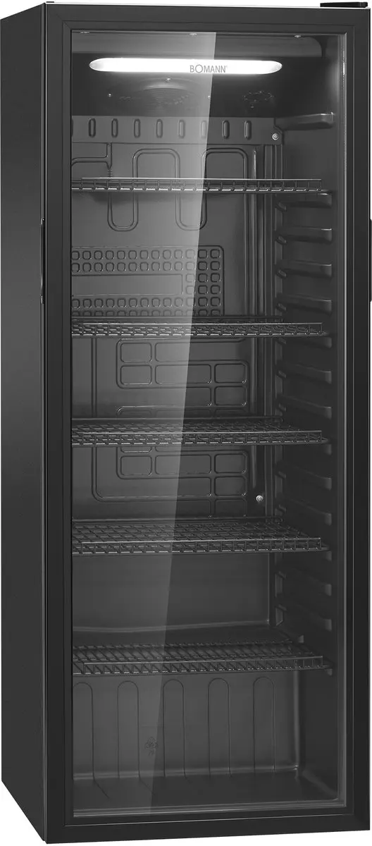 Bomann KSG 7292 Glasdeurkoelkast 236L - 6 Plateaus - Zwart