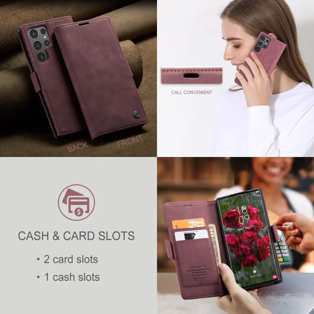 Caseme 013 Book Case Hoesje Samsung Galaxy S25 Ultra - Bordeaux