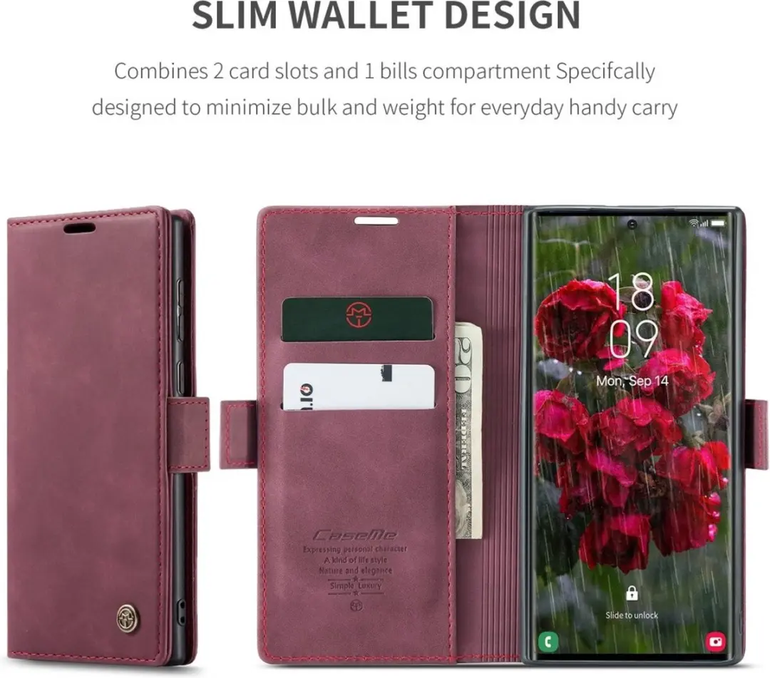Caseme 013 Book Case Hoesje Samsung Galaxy S25 Ultra - Bordeaux