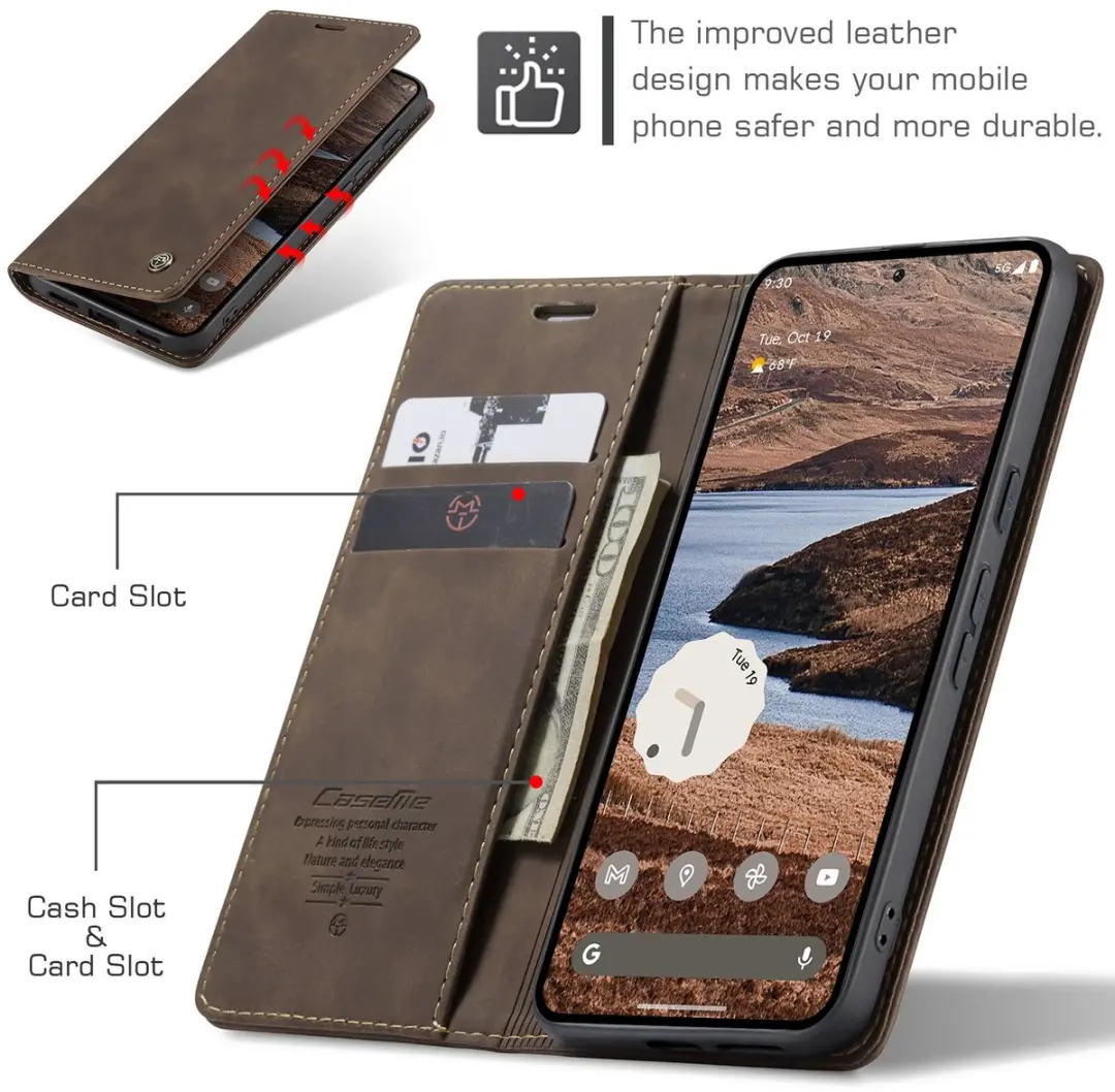 Caseme 013 Book Case - Google Pixel 10a - Donkerbruin - afbeelding 6 van 6