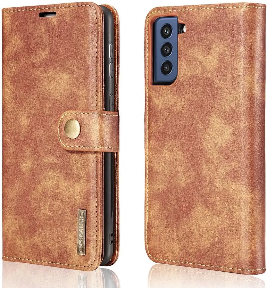 DG.MING Book Case Hoesje Samsung Galaxy S21 FE - 3 Pasjes - Bruin - afbeelding 6 van 6