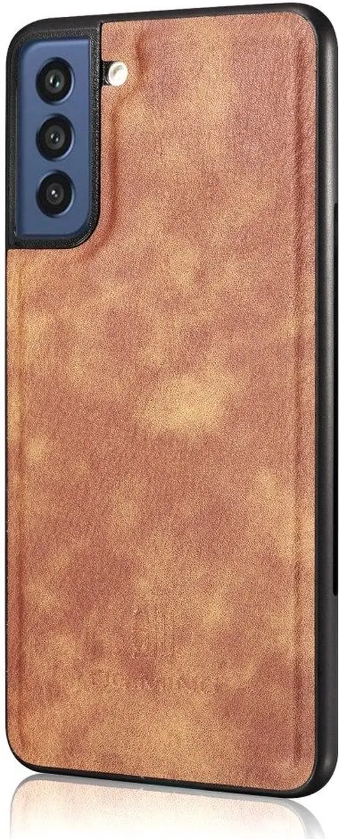 DG.MING Book Case Hoesje Samsung Galaxy S21 FE - 3 Pasjes - Bruin