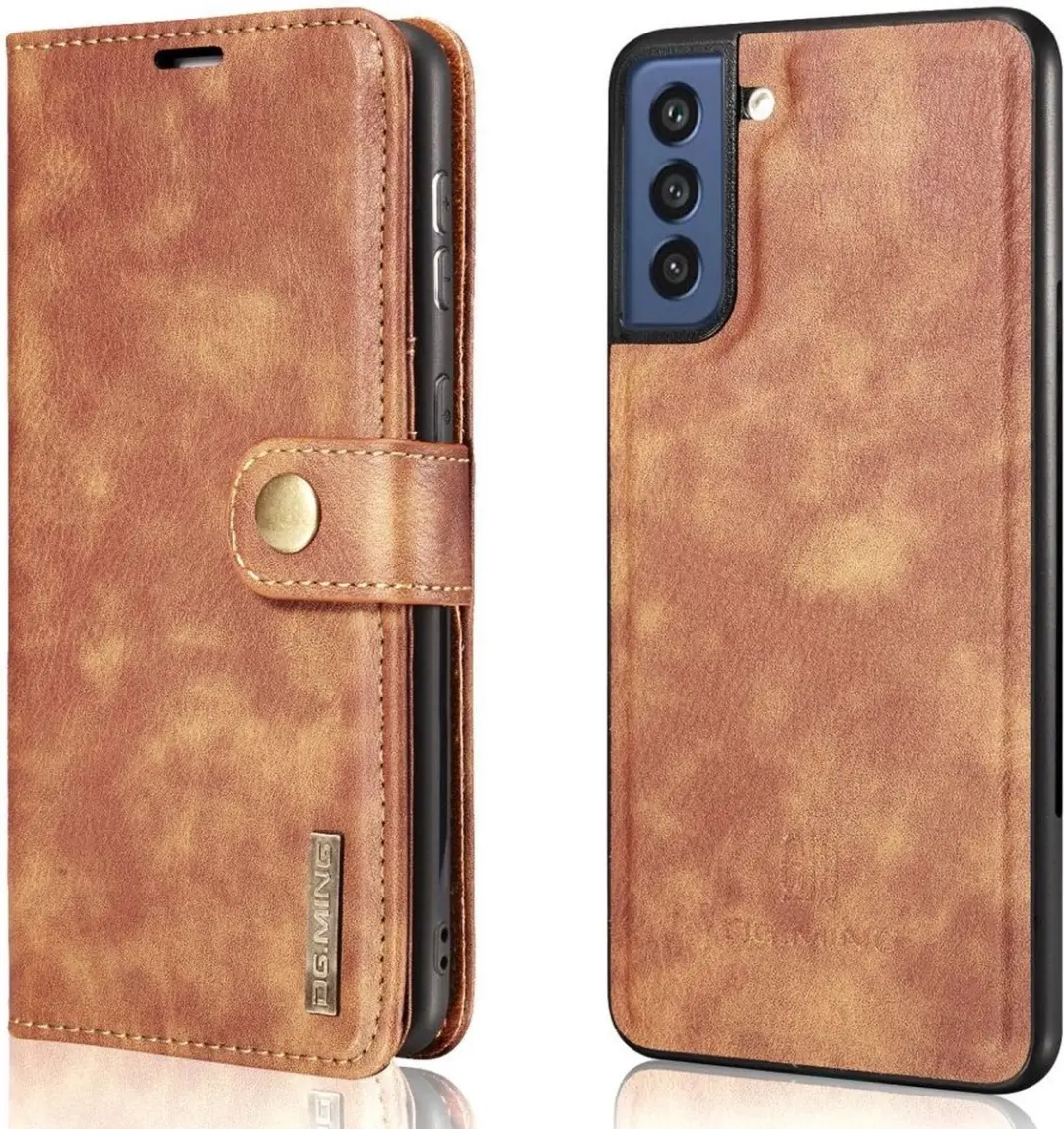 DG.MING Book Case Hoesje Samsung Galaxy S21 FE - 3 Pasjes - Bruin