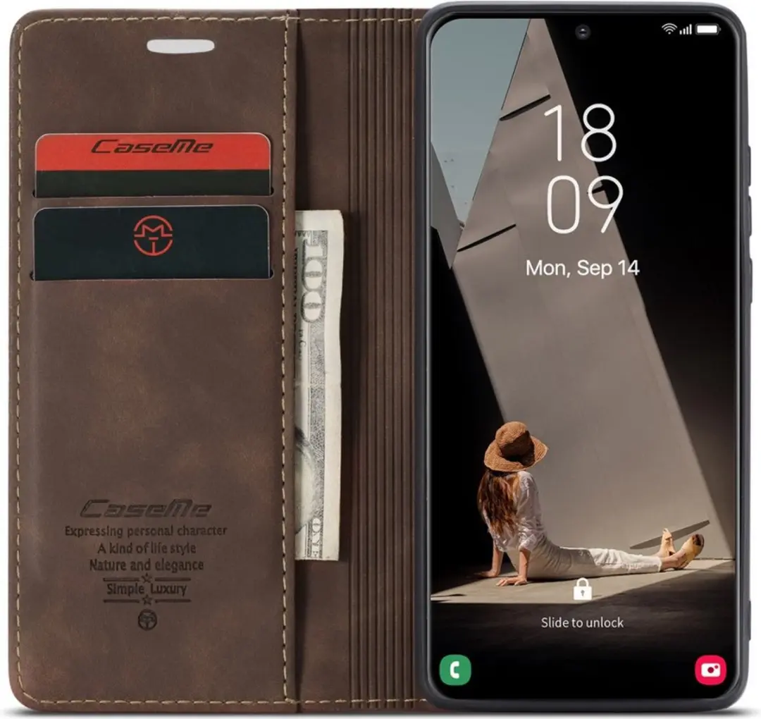 Caseme 013 Book Case Hoesje Samsung Galaxy S21 FE - Donkerbruin