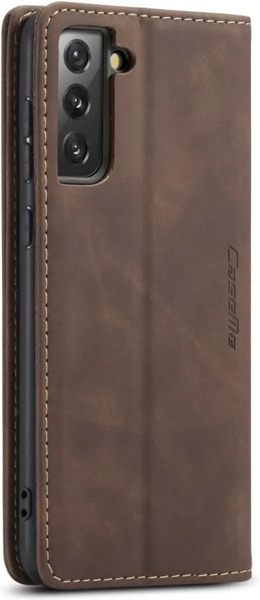 Caseme 013 Book Case Hoesje Samsung Galaxy S21 FE - Donkerbruin - afbeelding 6 van 6