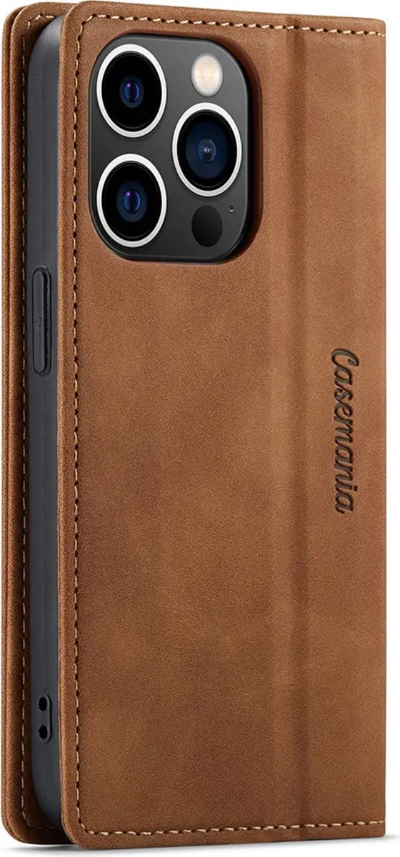 Caseme iPhone 14 Pro Max Bookcase Hoesje - 3 Pasjes - Bruin