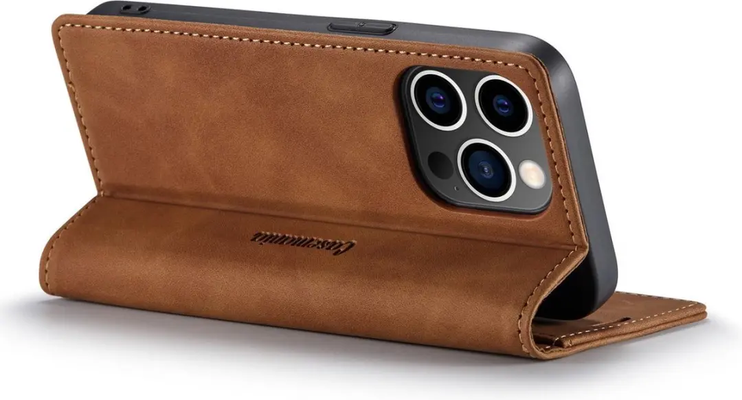Caseme iPhone 14 Pro Max Bookcase Hoesje - 3 Pasjes - Bruin - afbeelding 6 van 6