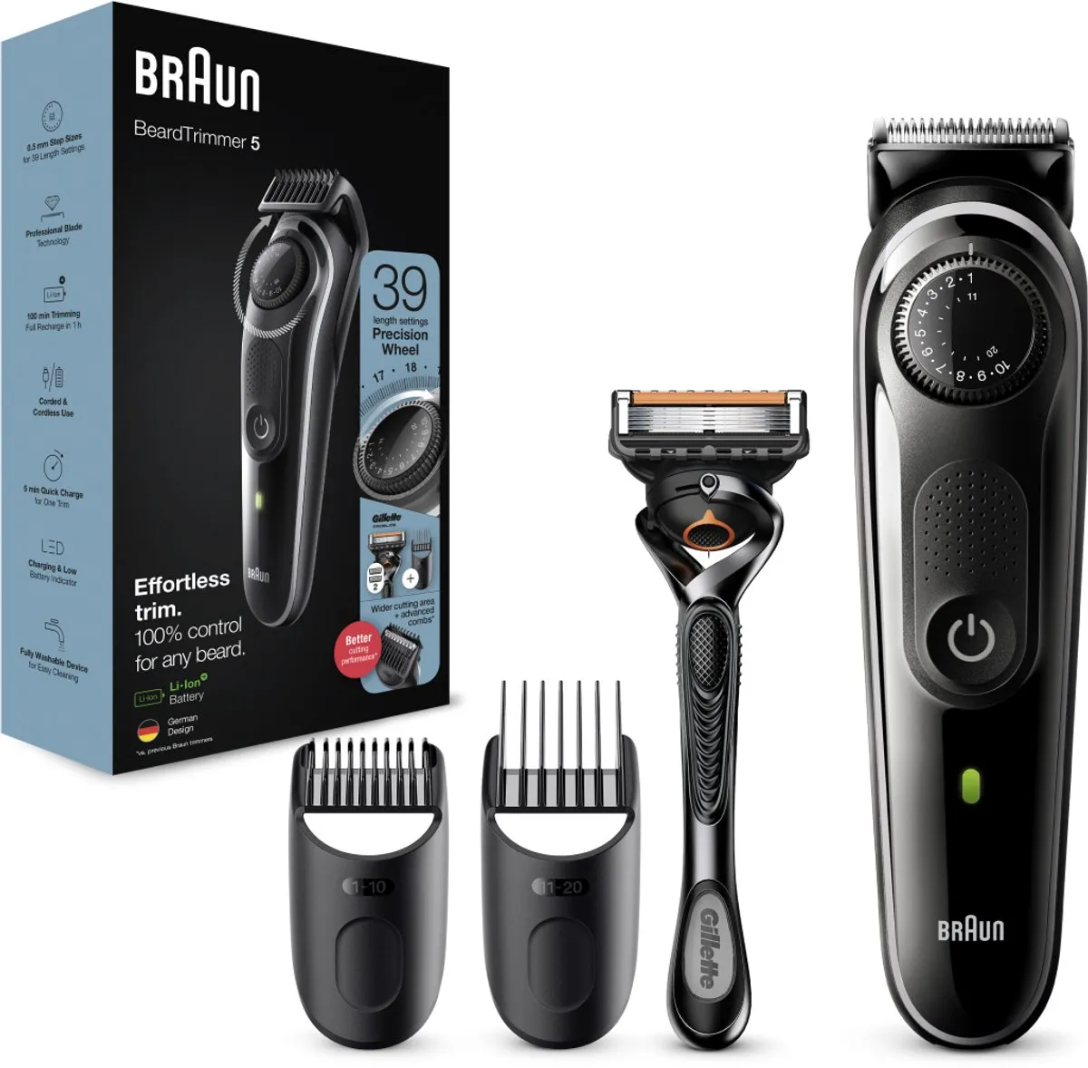 Braun BT5342 Baardtrimmer - 2 Opzetstukken - Zwart/Grijs